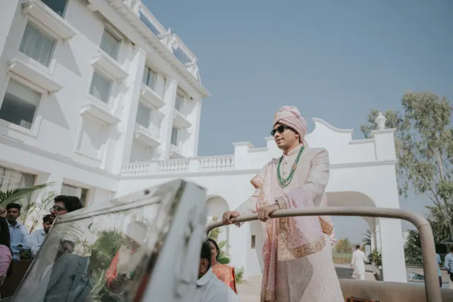 An editorial destination wedding portrait